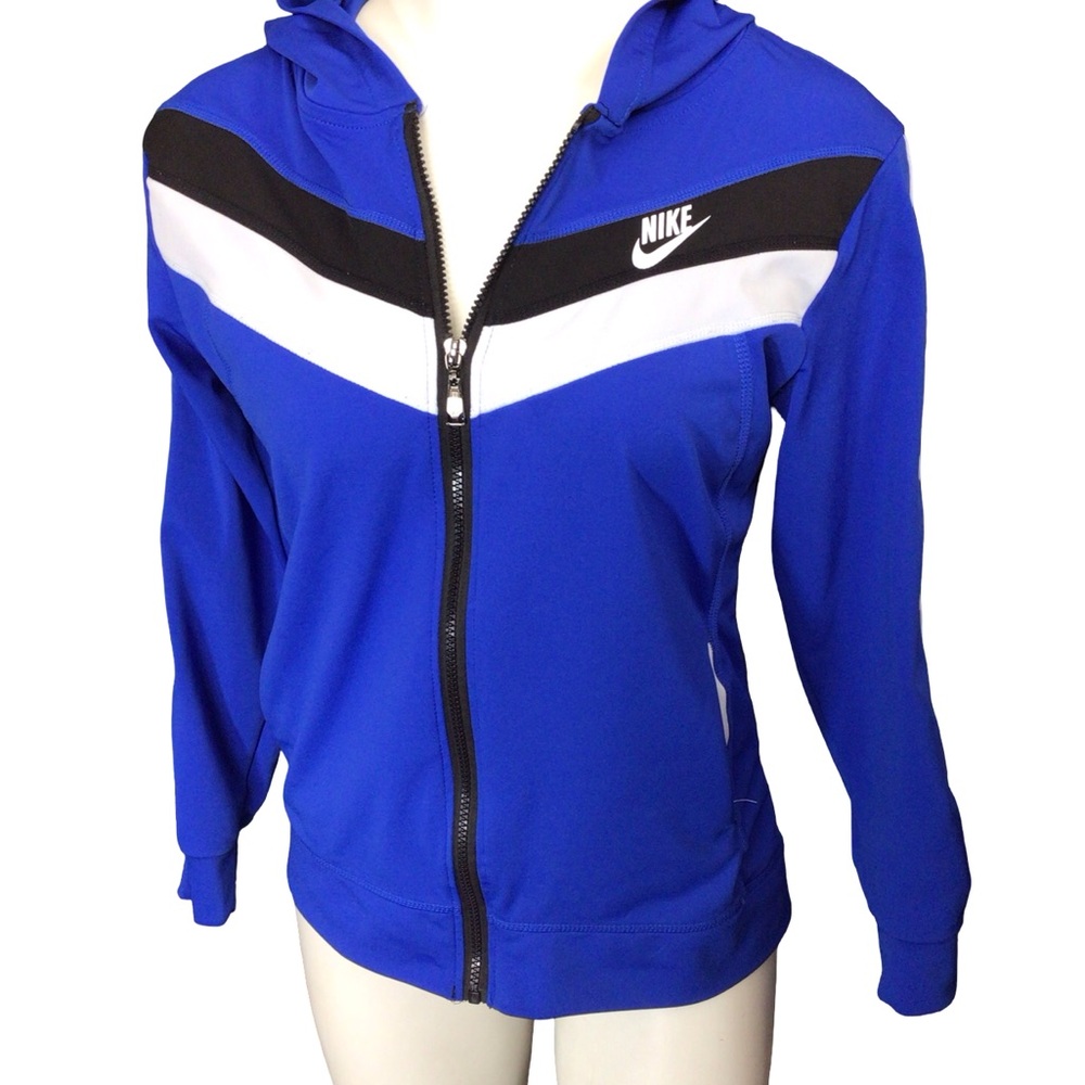 Nike Royal Blue Black and White Chevron Zip Hoodie